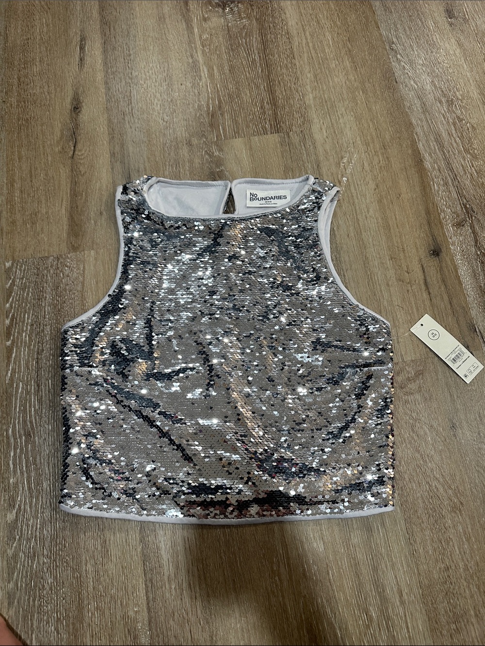 No Boundaries Silver Sequin Tank Top